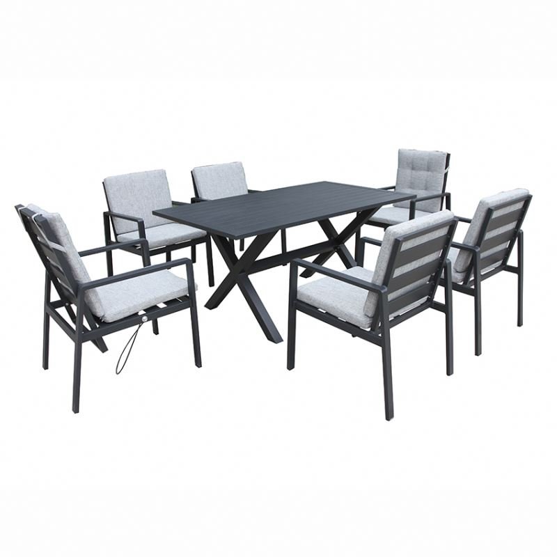 Luxury 6 person outdoor dining outdoor lounge furniture aluminium grey outdoor furniture chair and table
