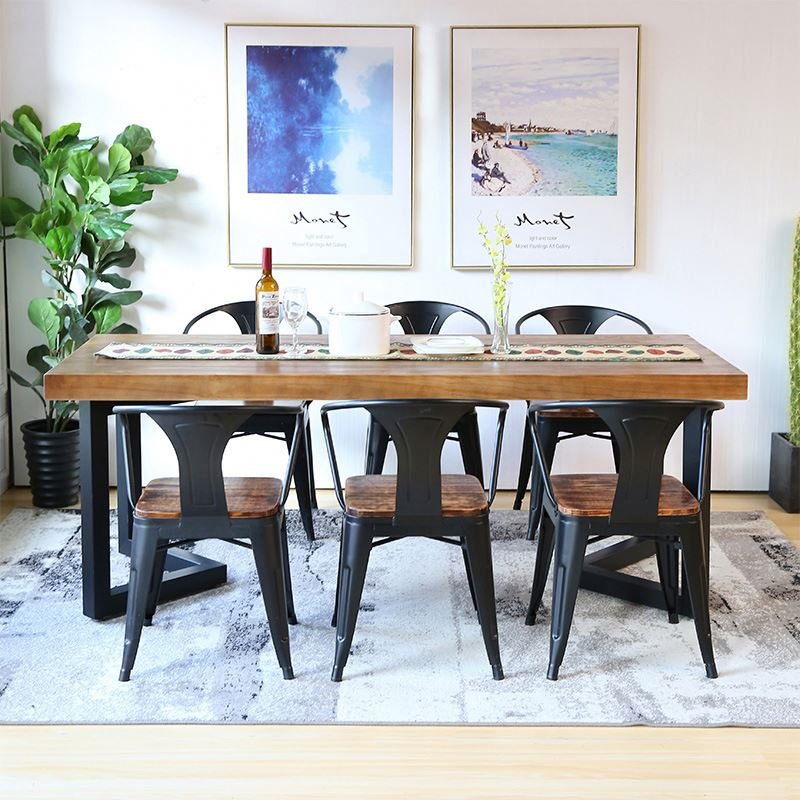 King Size Wooden Rectangular And 6 Seat 8 Chair Set Luxury Dining Table For Restaurant, Luxury Dining Wooden Table With Chair