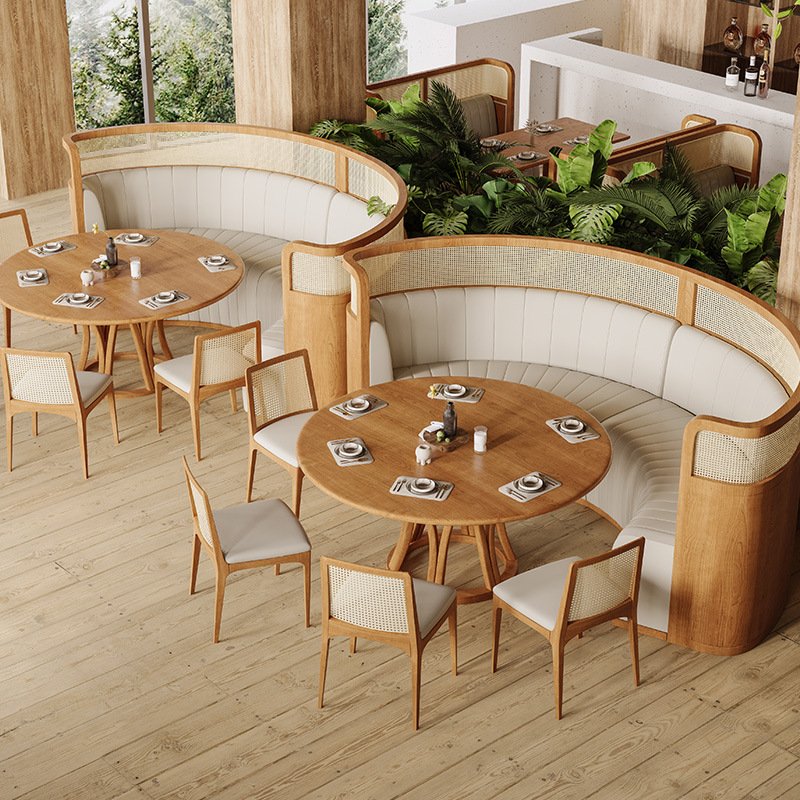 Modern Restaurant Furniture Wood Dining Table and Chairs Dining Booth Bench Sofa for Cafe Hotel Bar