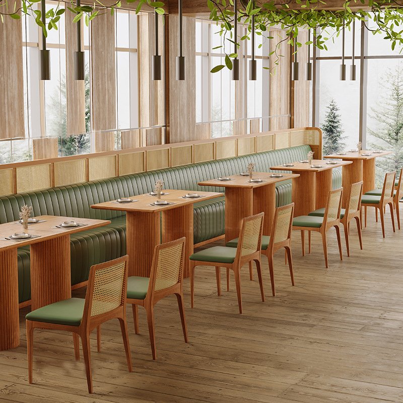 Modern Restaurant Furniture Wood Dining Table and Chairs Dining Booth Bench Sofa for Cafe Hotel Bar
