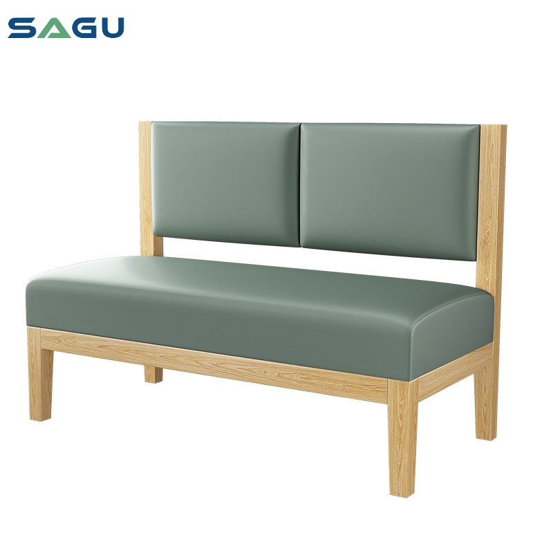 Simple restaurant furniture set solid wooden leisure sofa coffee shop leather booths seating