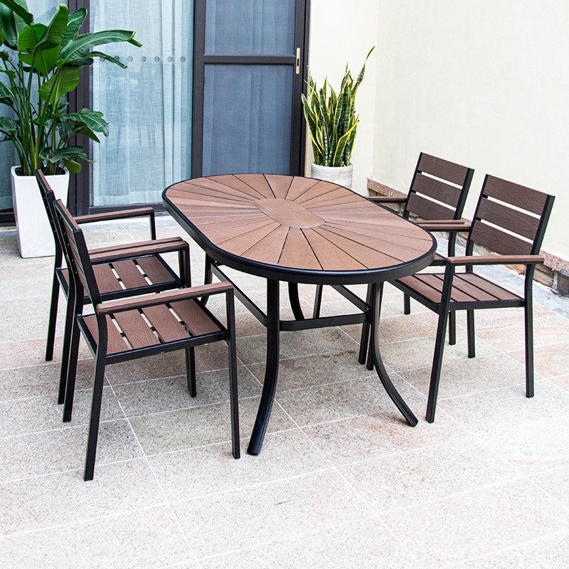 Backyard Table Set Modern Outdoor Patio Dining Furniture for Garden Balcony Wholesale Aluminum Chair and Restaurant Set