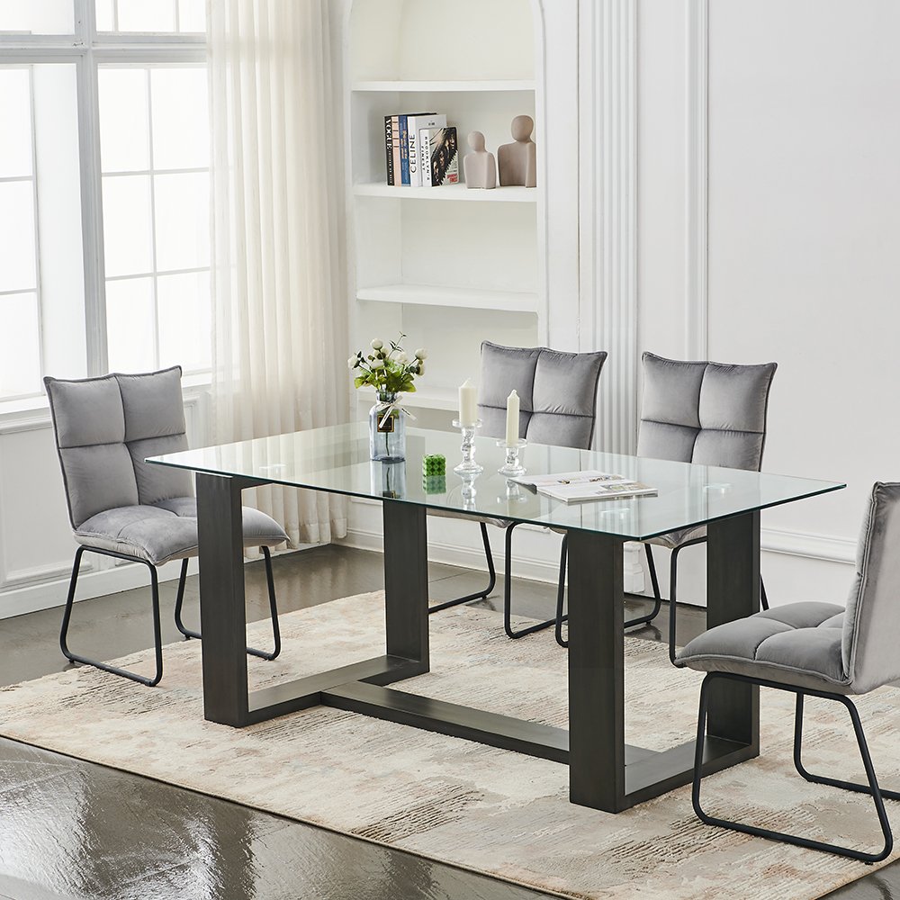 Glass High Quality Dining Room Furniture Luxury Modern Dining Table Set