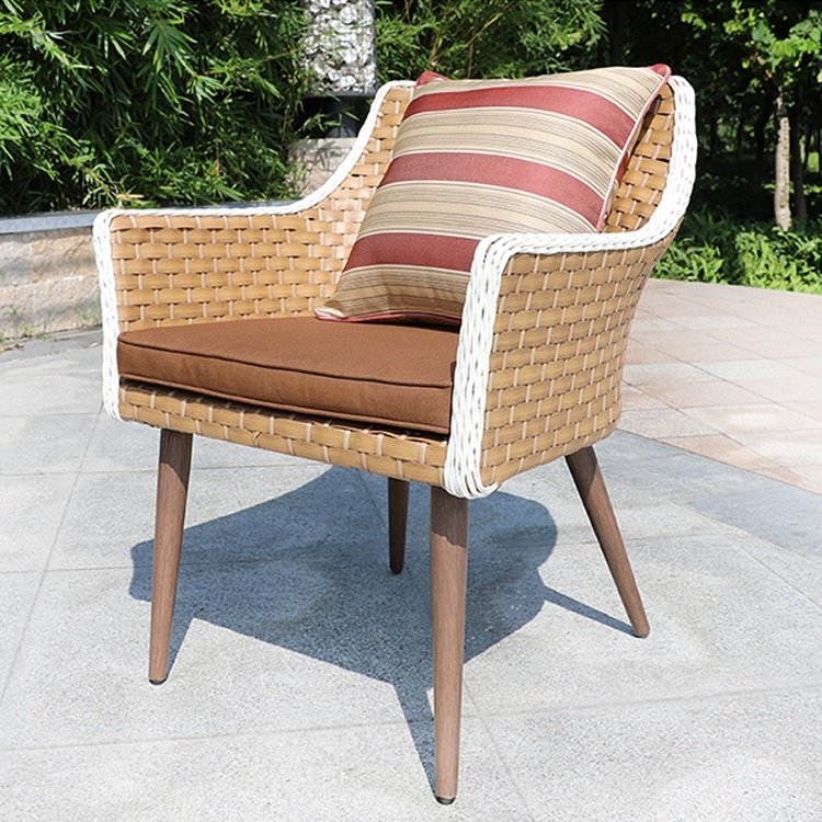 Luxury Brown 5 Piece Patio Cafe Wicker Dining Set Furniture Outdoor Garden Porch Rattan Aluminum Table and 4 Seater Chairs