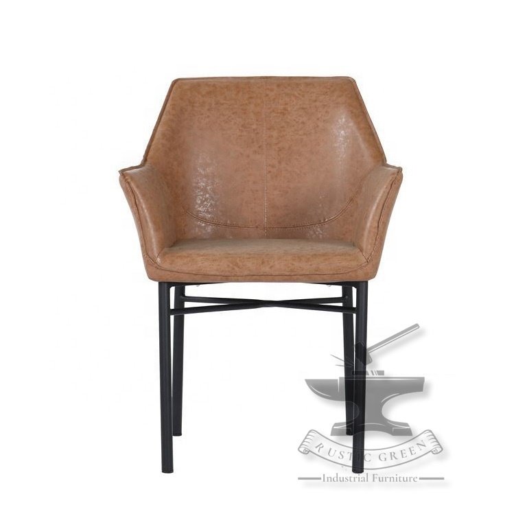 Vintage Leather Tub Seat cafe restaurant Dining chair
