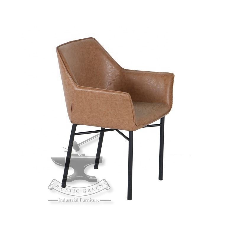 Vintage Leather Tub Seat cafe restaurant Dining chair