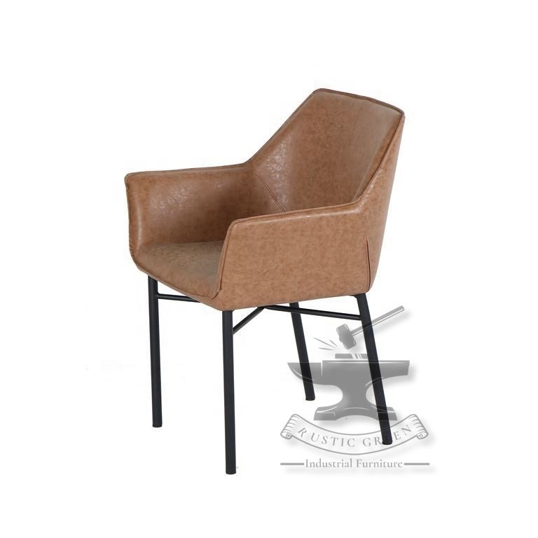 Vintage Leather Tub Seat cafe restaurant Dining chair