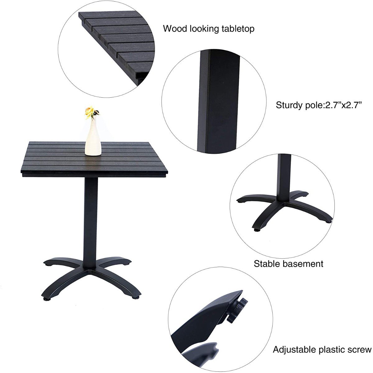 Modern Indoor/Outdoor Dining Table Easy-to-Assemble Wood Plastic Board KD Home Outdoor Furniture