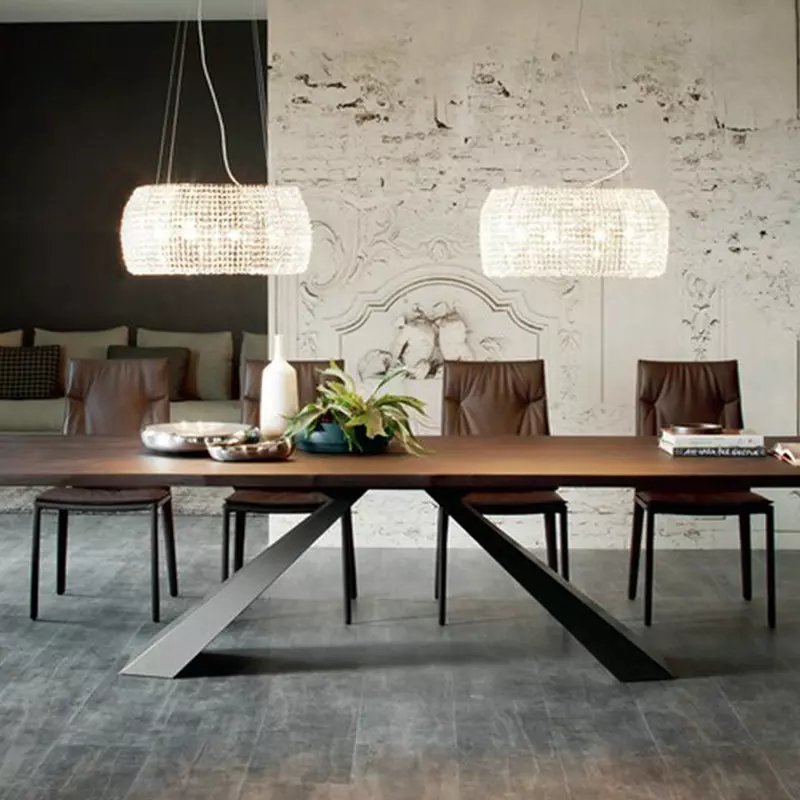American style small apartment modern minimalist thicken solid wood dining table