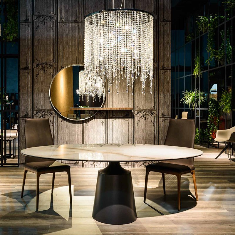 italian luxury gold ceramic sintered stone modern round marble dining table set 8 seater
