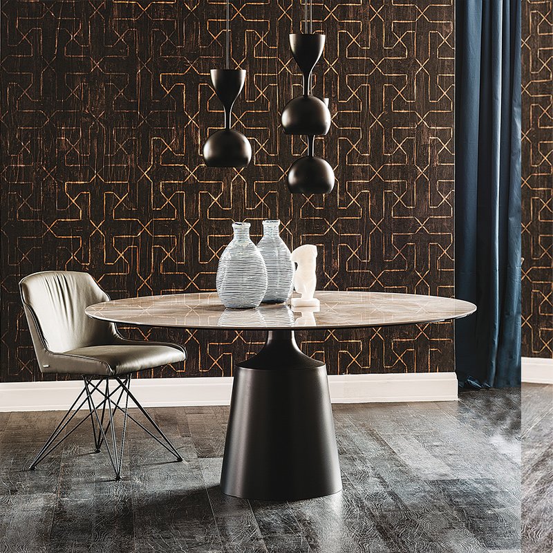 italian luxury gold ceramic sintered stone modern round marble dining table set 8 seater