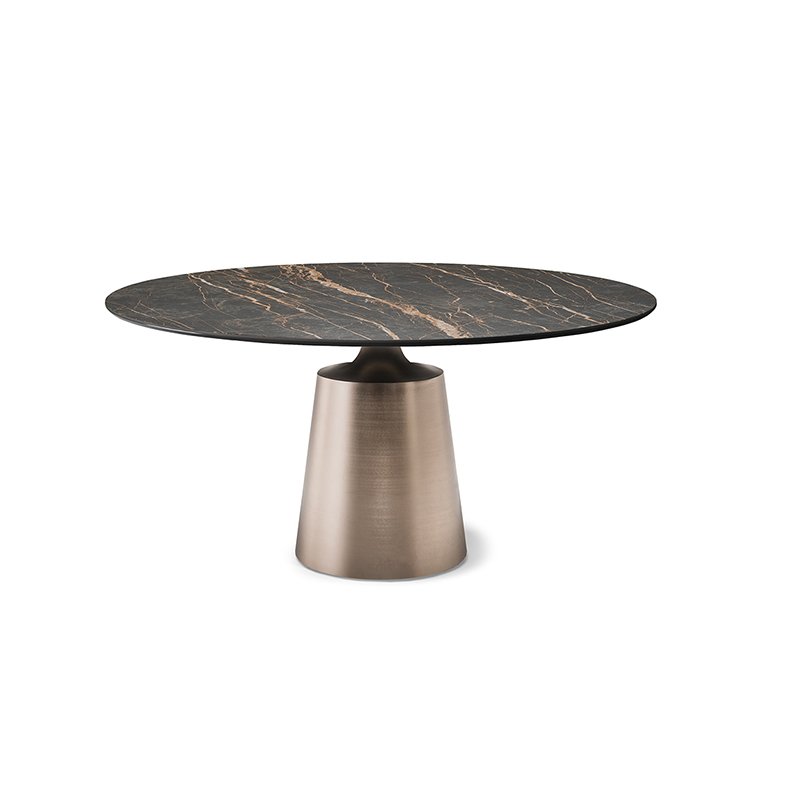 italian luxury gold ceramic sintered stone modern round marble dining table set 8 seater