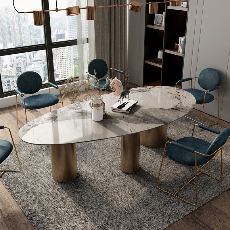 New Italian Luxury Stainless Steel Table Modern Simple Villa Dining Table Modern Dining Table For Dining Room