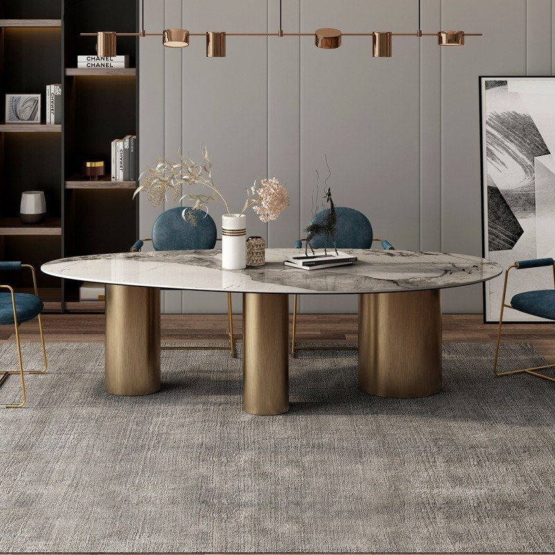 New Italian Luxury Stainless Steel Table Modern Simple Villa Dining Table Modern Dining Table For Dining Room