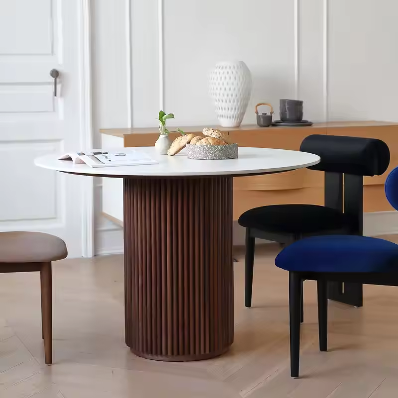 Modern Round Dining Table Solid Wood Material Modern Style Home Customize Size and Color Packing Dining Room Furniture