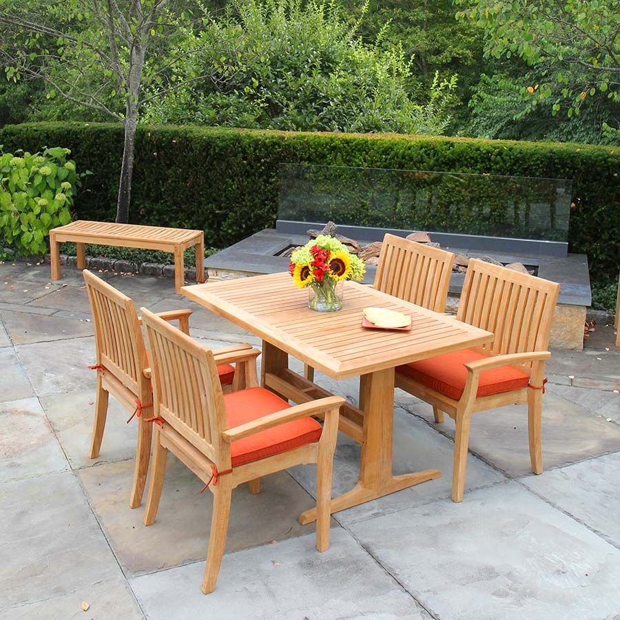 Contemporary Solid Teak Wood Restaurant Furniture Set Commercial Cafe Dining Table and Wooden Chair for Hotel and Kitchen Use