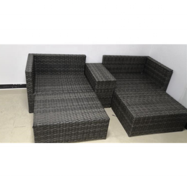 5 Pieces Modern Garden Rattan Set Sectional Table Chairs With Foot Rest Outdoor Rattan Wicker Furniture