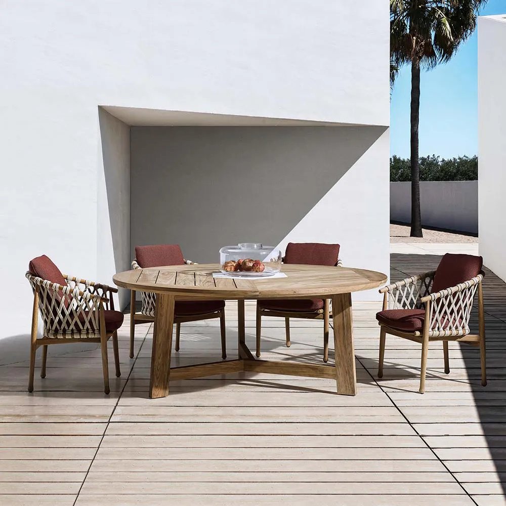 Rope Weaving Outdoor Furniture Teak Wood Dining Table And Chairs Teak Patio Furniture