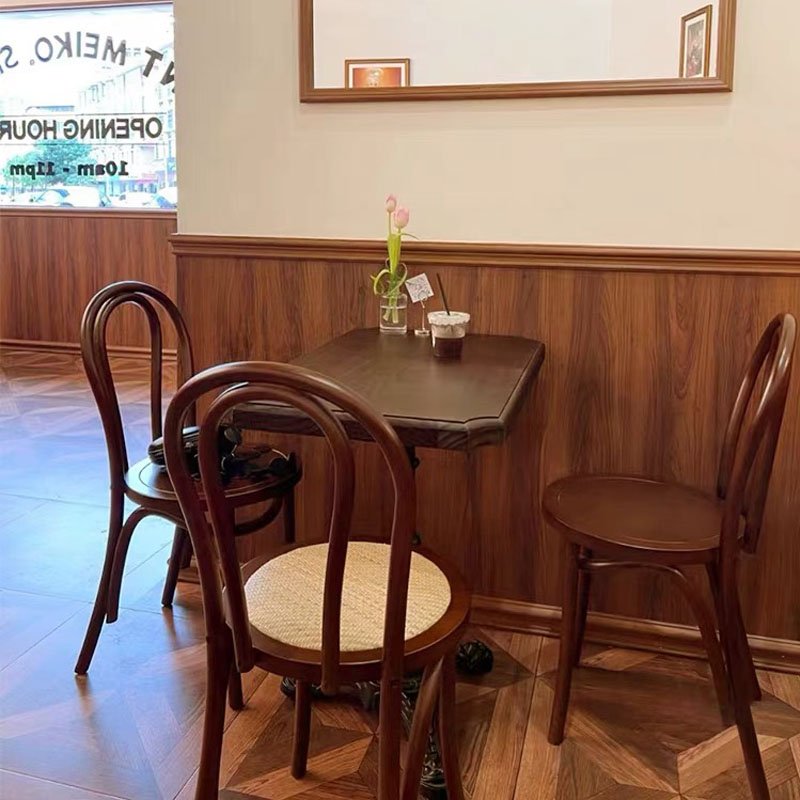 walnut color dining chair restaurant furniture table set four chairs cafe restaurant coffee shop round table set