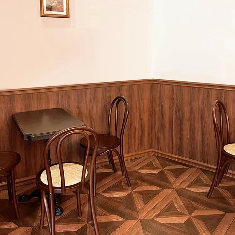 walnut color dining chair restaurant furniture table set four chairs cafe restaurant coffee shop round table set