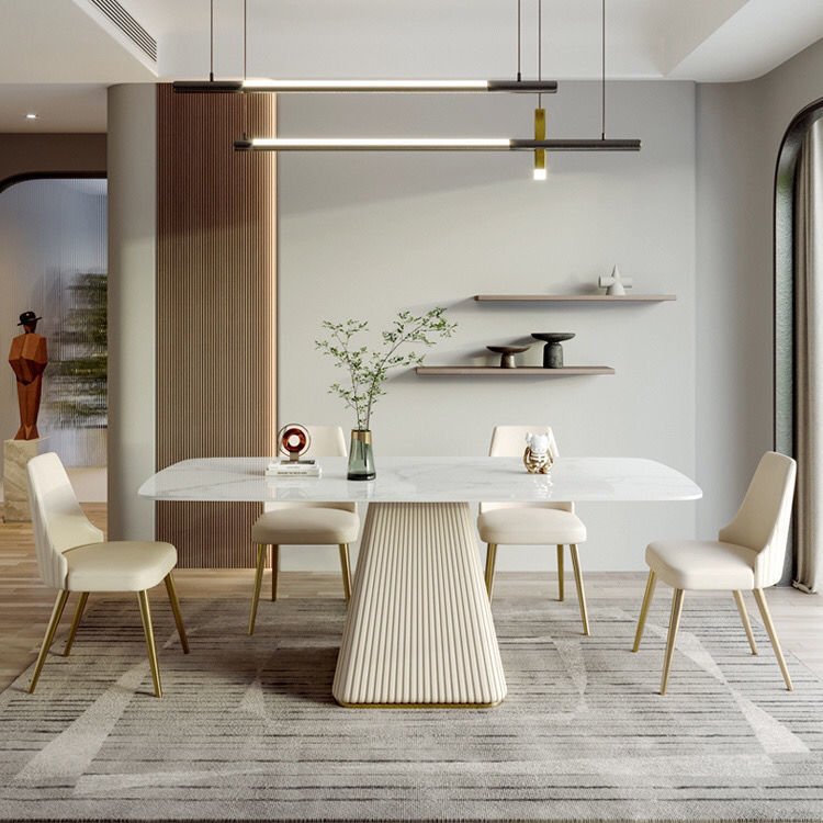 Light Luxury Light Rock Plate Table Rectangular Dining Table Modern Simple Family Small Dining Table and Chair Set