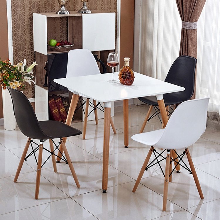 Nordic wood dining table with 4 chairs set wooden top round dining coffee table for home restaurant