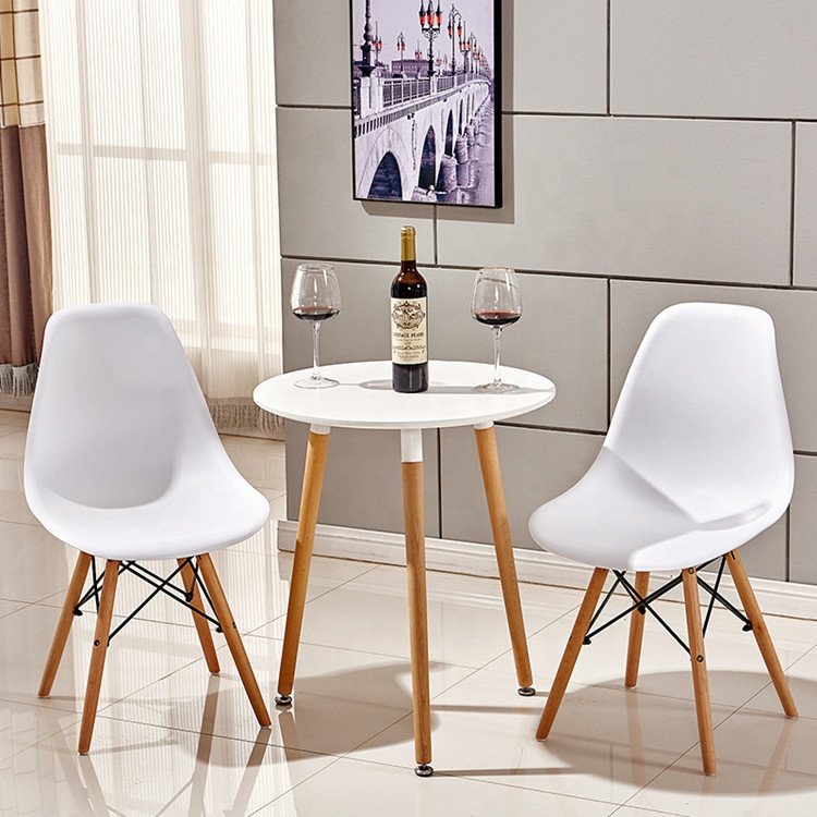 Nordic wood dining table with 4 chairs set wooden top round dining coffee table for home restaurant