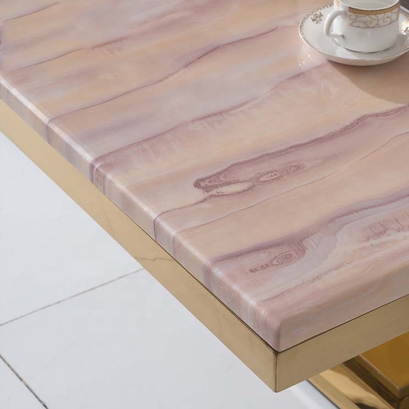 Luxury gold Metal furniture sets marble dinning table and chairs for restaurant home living room dining room