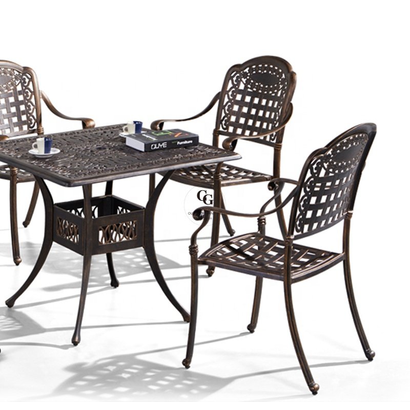 Seville Summer Cast Aluminum Patio Dining Set Table and Chairs Garden Chair Set with Table