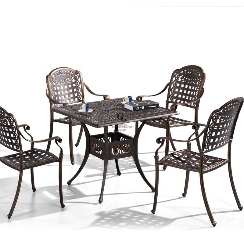 Seville Summer Cast Aluminum Patio Dining Set Table and Chairs Garden Chair Set with Table