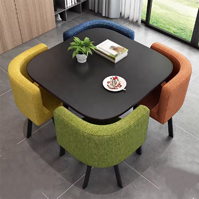 Modern Casual MDF Square Dining Table 4 Chairs Set.