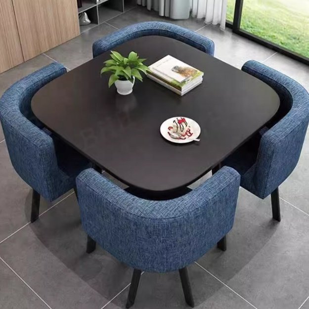 Modern Casual MDF Square Dining Table 4 Chairs Set.