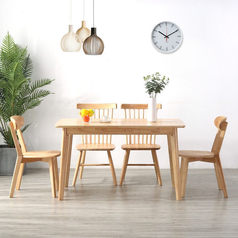 Rubber Oak and Walnut Solid Wood Dining Tables for Dining Room Cafe Restaurant
