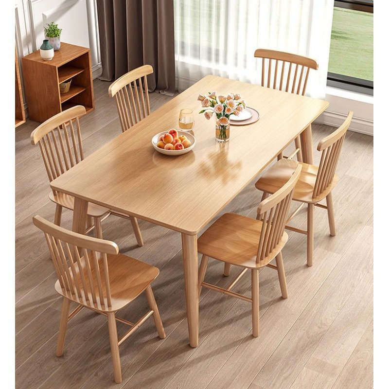 Rubber Oak and Walnut Solid Wood Dining Tables for Dining Room Cafe Restaurant