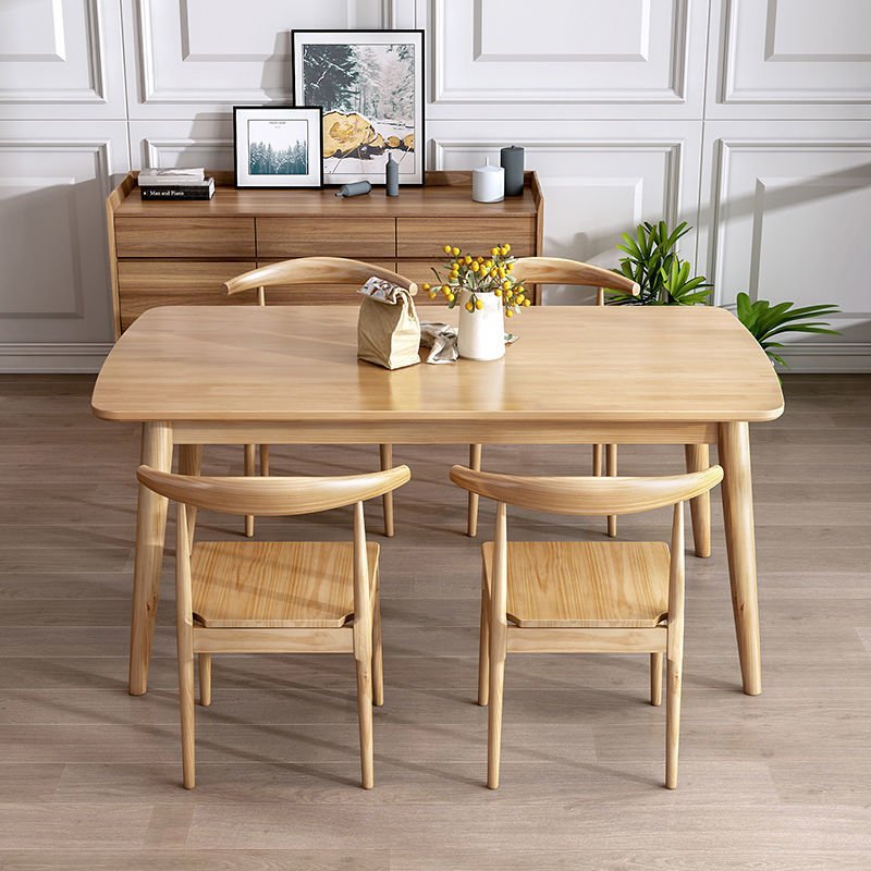 Rubber Oak and Walnut Solid Wood Dining Tables for Dining Room Cafe Restaurant