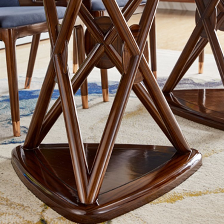 Modern Restaurant Furniture Set Thick Table Leg Solid Wood Frame Dining Table and Chair Home Furniture Stone / Marble Soli Wood