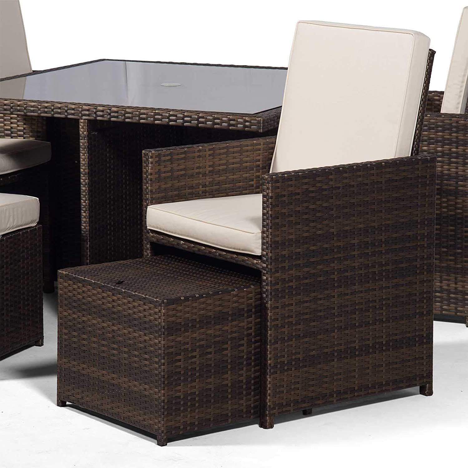 Luxury Garden Patio Outdoor 8 Seaters Rattan Furniture Set Outdoor Dining Table Set
