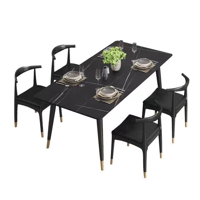 Modern living room dining room leather horizontal line dining chair upholstered glass dining chair 4 \6\8 chairs set