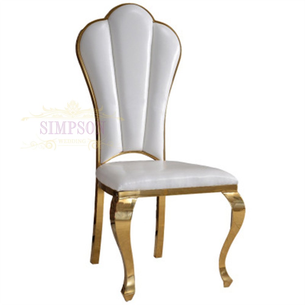 Luxury Interior Home Gold Frame White Cushions Living Room Cafe Dining Table Dining Chairs