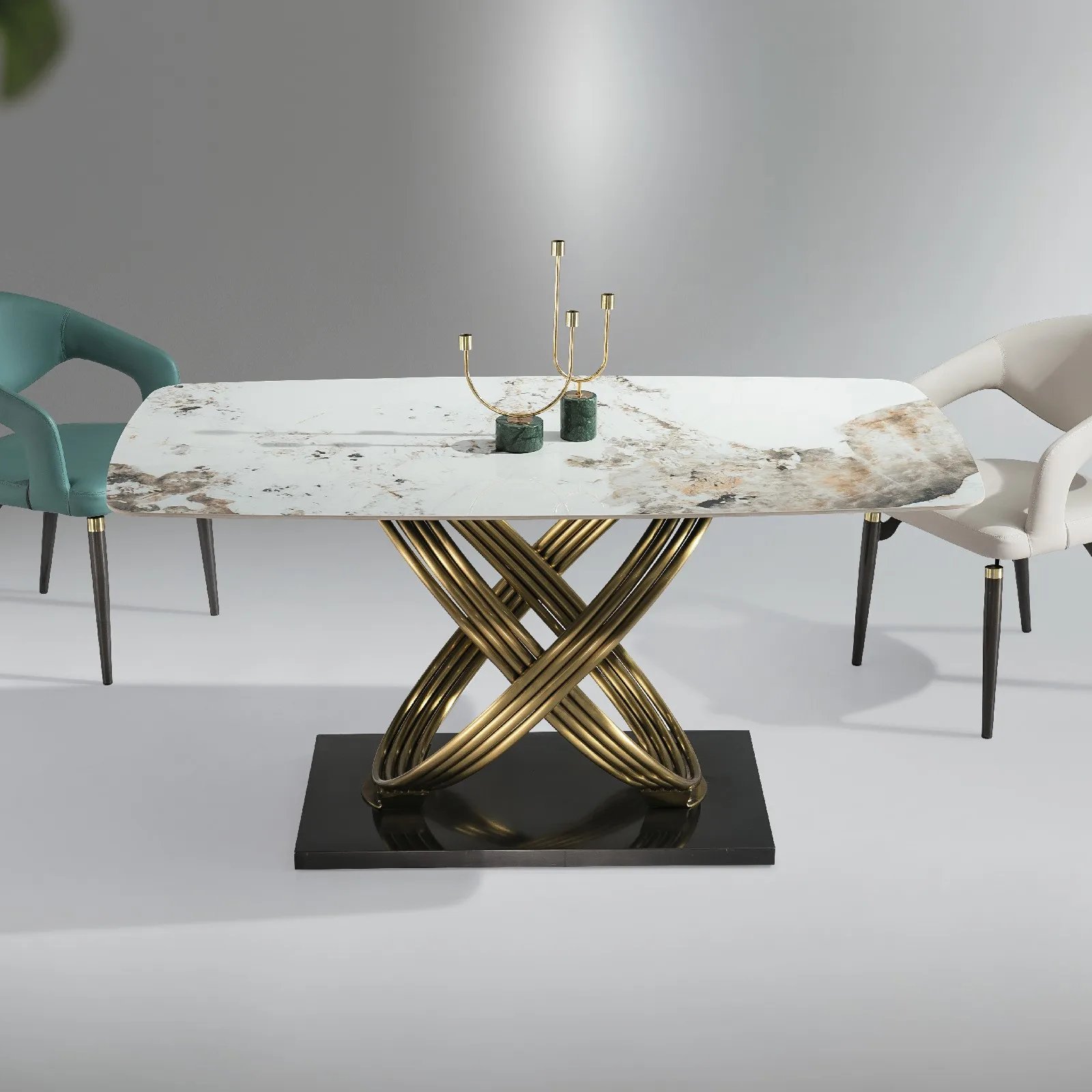 Light Luxury Marble dining table And Chair Combination Home Simple Post-modern Small Apartment Slate Nordic Oval dining table