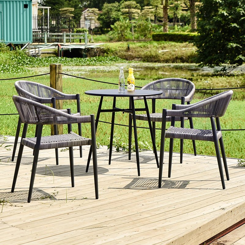 garden chairs and table set cafe outdoor furniture hotel patio outside PE rattan dining chair