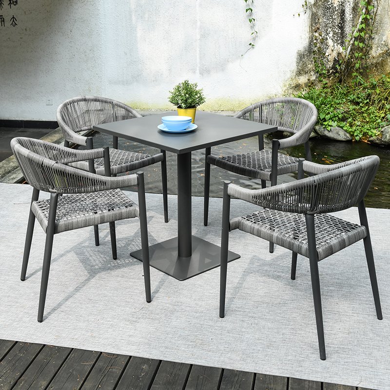 garden chairs and table set cafe outdoor furniture hotel patio outside PE rattan dining chair