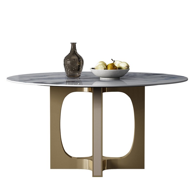 Modern two marble tops revolving dining table light luxury round dining table for home dining room furniture
