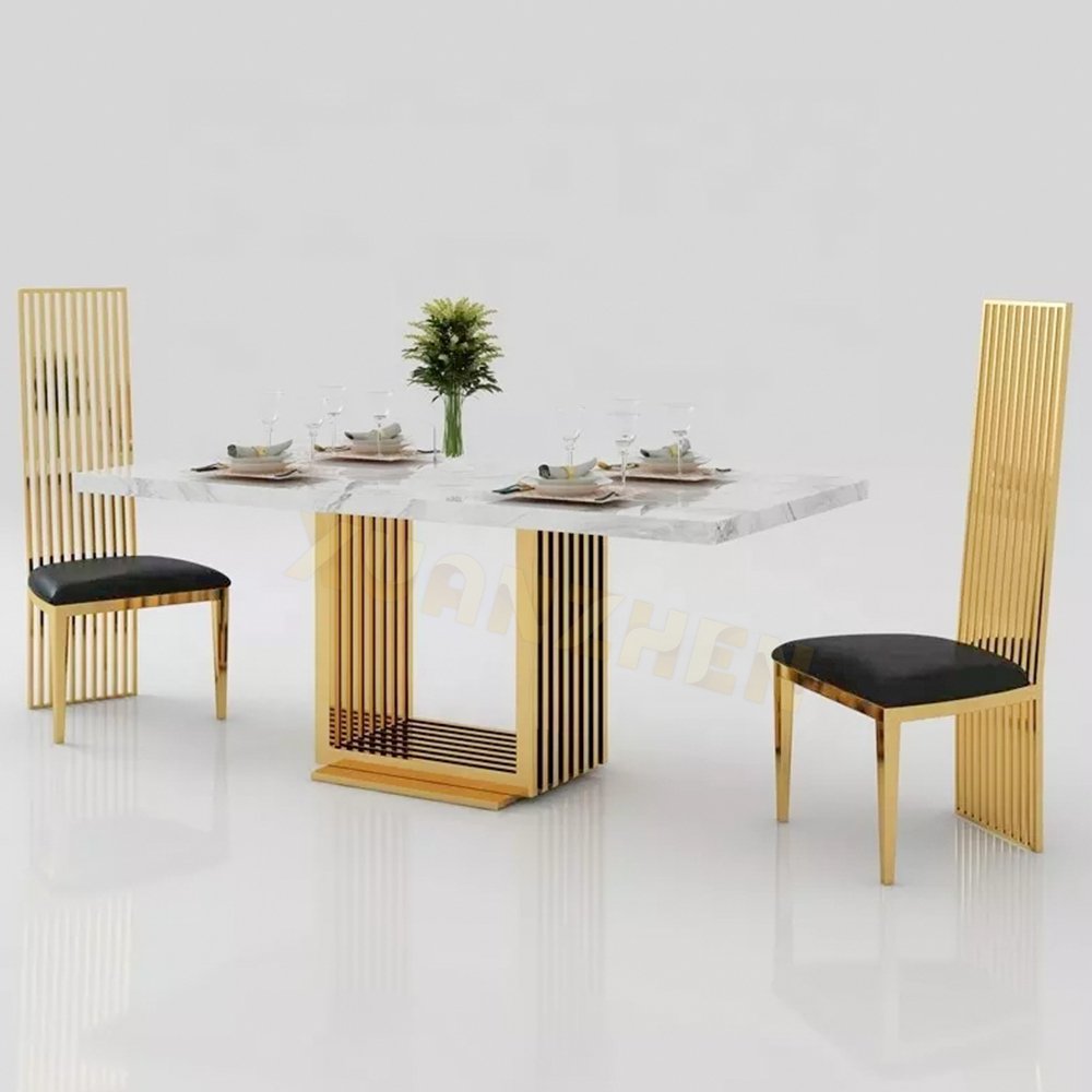 Other furniture gold stainless steel marble dining table luxury dining table set modern dining tables