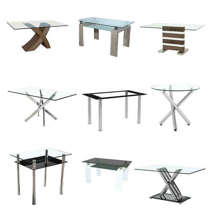 New Contemporary Style Unique Transparent Design Coffee Desk Living Room Black Dining Glass Tables