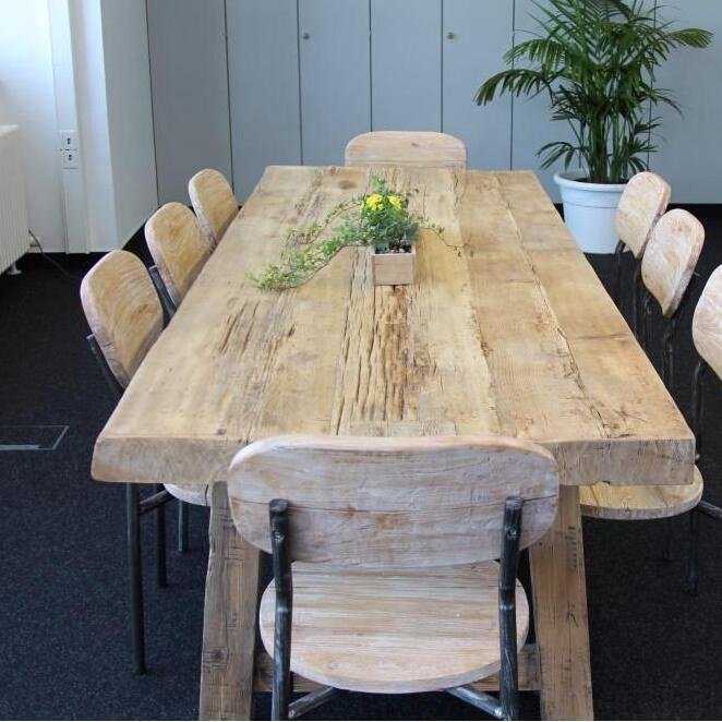 Chinese Antique Vintage Industry Furniture Rustic Solid Reclaimed Slab Thick Wood dining table