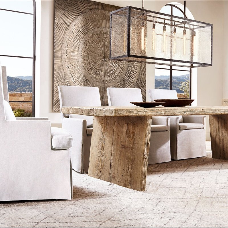 Chinese Antique Vintage Industry Furniture Rustic Solid Reclaimed Slab Thick Wood dining table