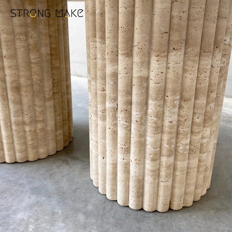 Italian Nordic Mesa Sendero De Sala Dinning Table Set Travertine Tafel Luxury Fluted Marble Oval Travertine Dining Table