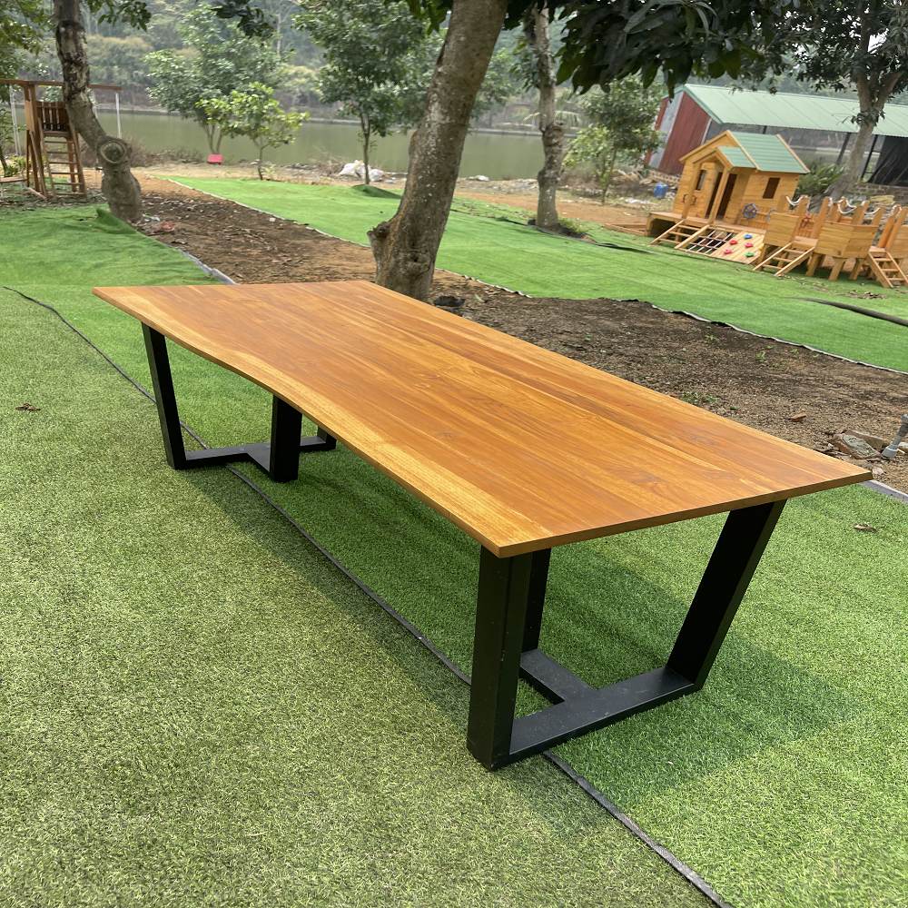Flat edge thick timber slabs table top butcher block countertop modern wooden dining table wood Acacia finger joint board