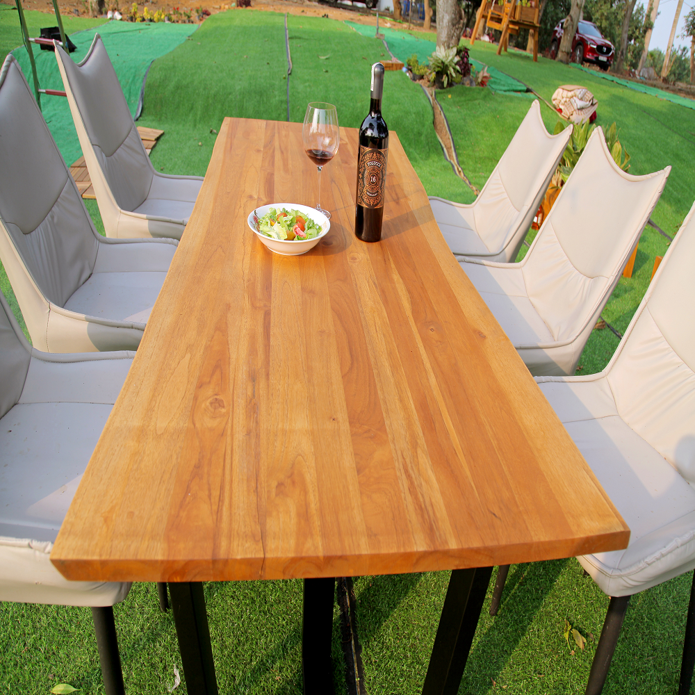 Flat edge thick timber slabs table top butcher block countertop modern wooden dining table wood Acacia finger joint board